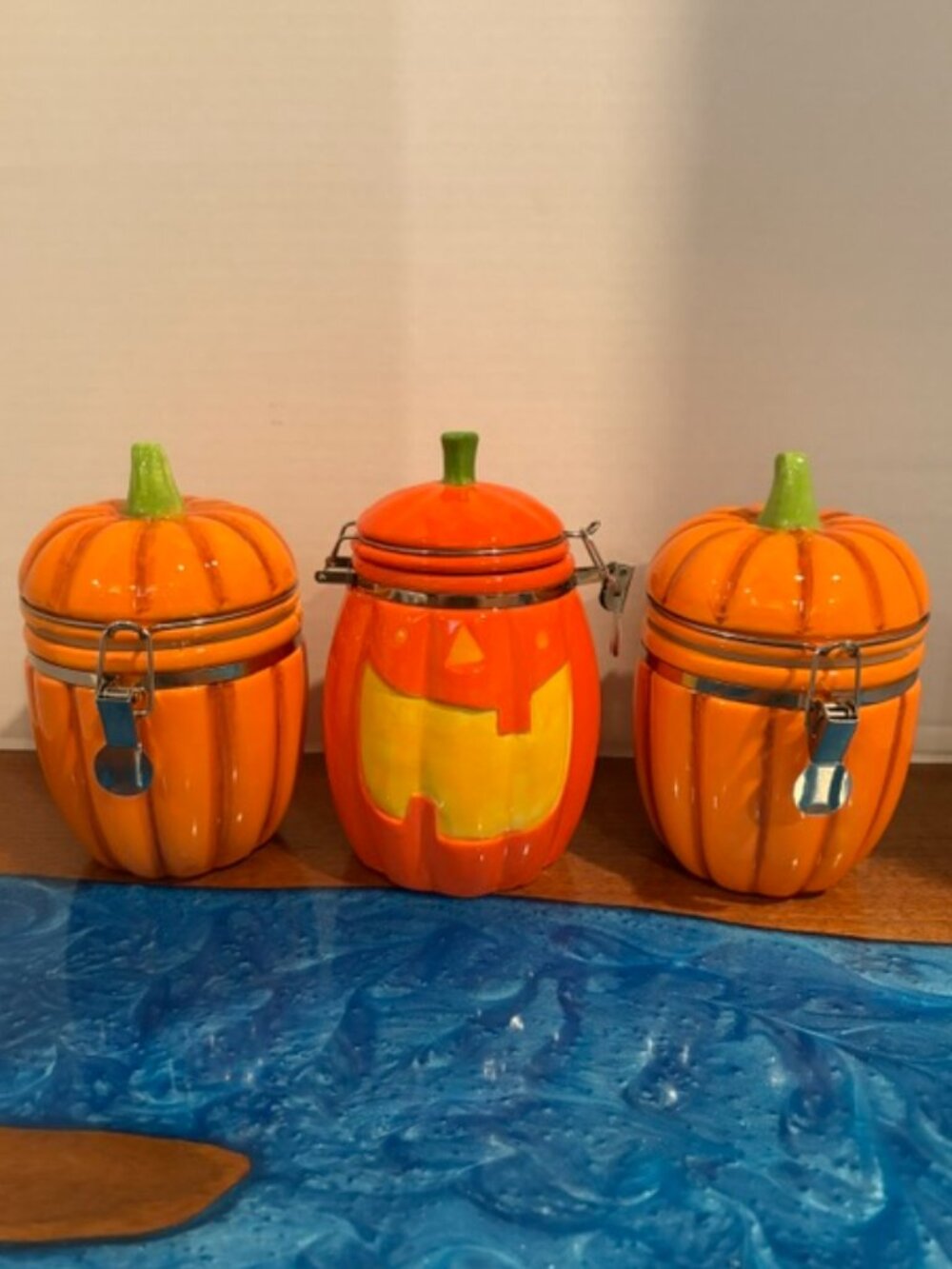 Set of 3 Halloween Pumpkin Canister Set Boston Warehouse